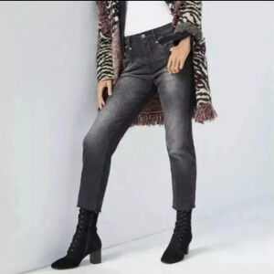 Anthropologie Pilcro Black High-Rise Buckled Boyfriend Jeans Women's Size 27 X26